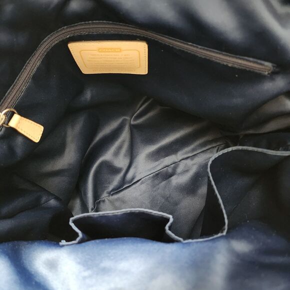 COACH Daisy Patchwork Emma Canvas Tote Blue White Shoulder Bag - Picture 9 of 9